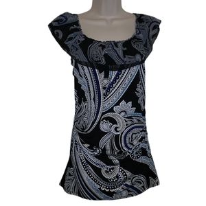 White House Black Market Multicolor Floral Paisley Top S